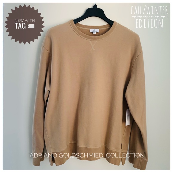 ⭐SALE🎉 AG ADRIANO GOLDSCHMIED Beige Colored Luxury Style Crewneck Pullover - Picture 1 of 5